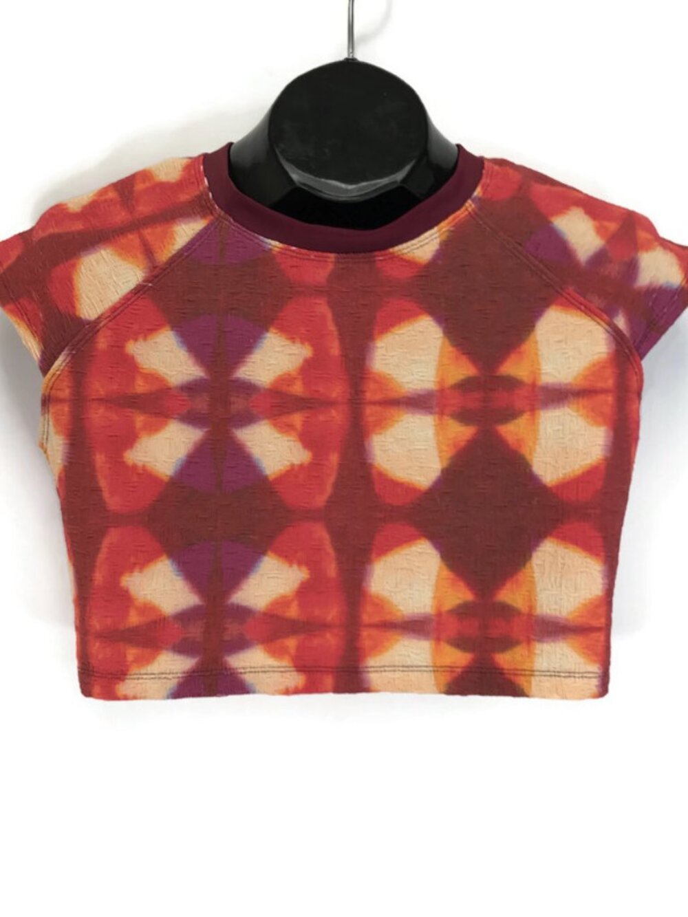 Free People FP Beach Sonny Tee Swim Top Women's XL Geometric Textured Crop USA